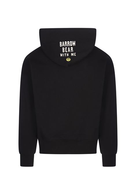 BARROW Felpa Nera Con Patch Bear e Stampa Sul Cappuccio - BARROW Ritorno libero