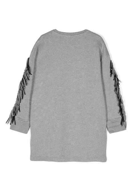 STELLA MCCARTNEY KIDS Abito Grigio con Frange e Grafica Stella - STELLA MCCARTNEY KIDS Rilascio limitato
