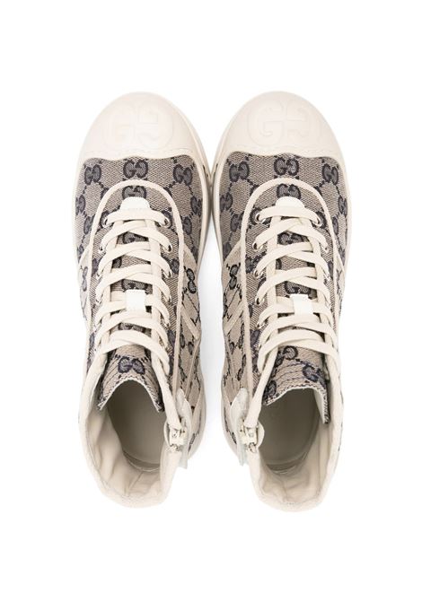 GUCCI KIDS Sneakers Alte In Tessuto Original GG Beige e Blu - GUCCI KIDS Latest stili