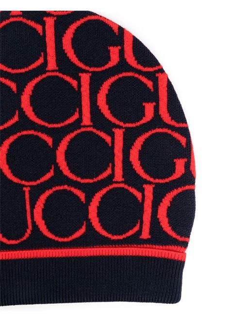 GUCCI KIDS Beanie Jacquard In Lana Gucci Blu Scuro e Rosso - GUCCI KIDS Ultimi due giorni