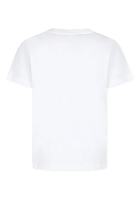 BALMAIN KIDS T-Shirt Bianca con Bottoni e Logo Argentati - BALMAIN KIDS Promozione temporanea