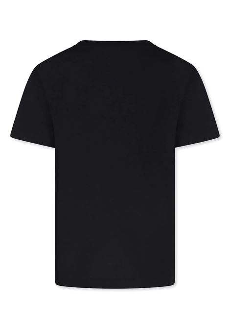 BALMAIN KIDS T-Shirt Nera con Logo Stile Romano Ricamato - BALMAIN KIDS Fino al 50% di sconto