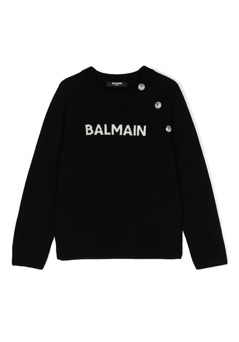 BALMAIN KIDS Pullover Nero Con Logo e Bottoni - BALMAIN KIDS Fino al 65% di sconto