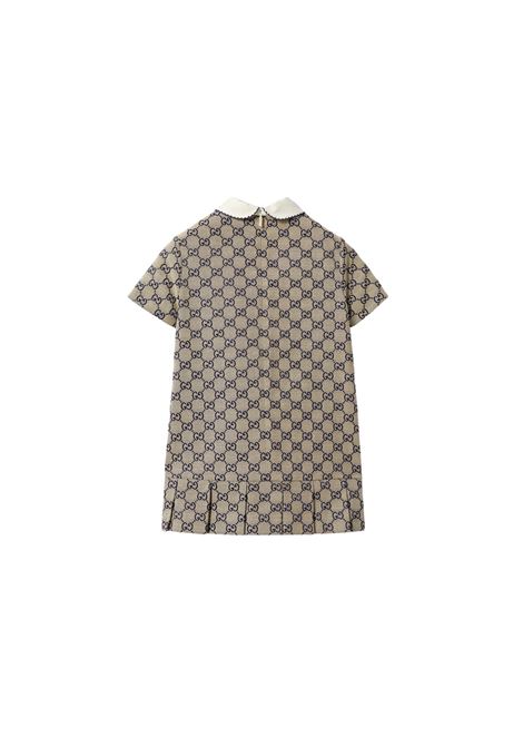 GUCCI KIDS Abito In Tessuto GG Beige e Blu - GUCCI KIDS In vendita