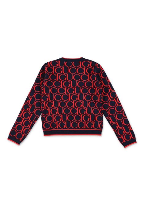 GUCCI KIDS Maglione Jacquard In Lana Gucci Blu Scuro e Rosso - GUCCI KIDS Qualità