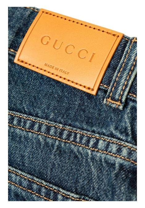 GUCCI KIDS Jeans A Gamba Dritta In Denim Blu Scuro - GUCCI KIDS Promozione