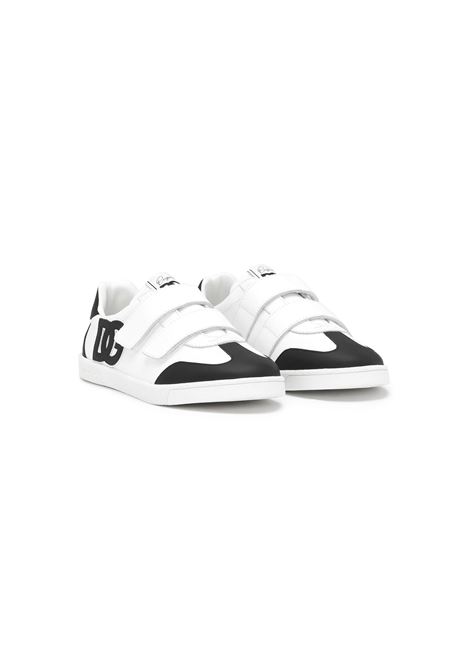 DOLCE & GABBANA KIDS Sneakers Basse DG Original Bianche e Nere Con Logo DG - DOLCE & GABBANA KIDS Negozi Online