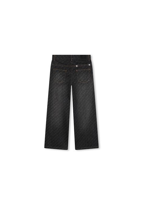 GIVENCHY KIDS Jeans Dritti Neri Con Stampa Logo All-Over - GIVENCHY KIDS Acquista Ora