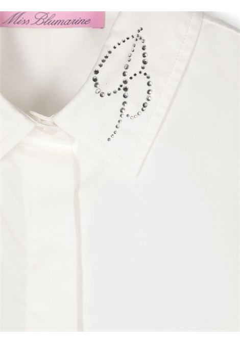 MISS BLUMARINE KIDS Camicia Bianca Con Logo Sul Colletto - MISS BLUMARINE KIDS Fino Al -60%