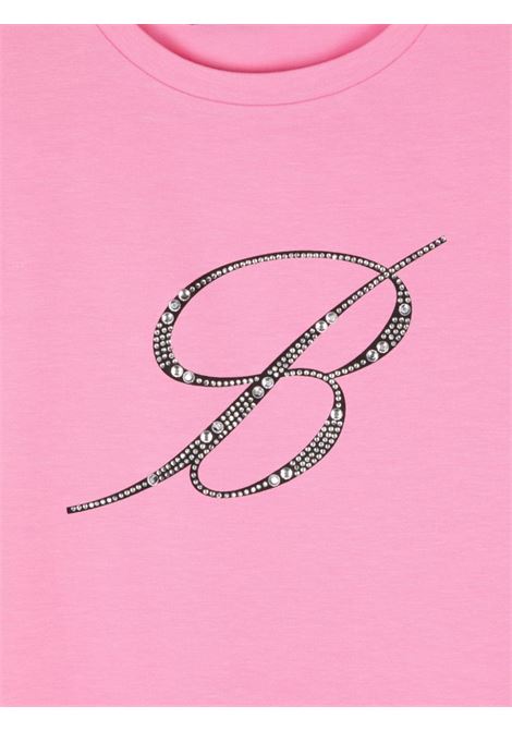 MISS BLUMARINE KIDS T-Shirt Rosa Con Logo Di Strass - MISS BLUMARINE KIDS Shopping Online