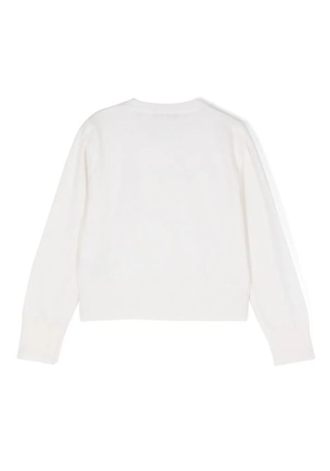 MISS BLUMARINE KIDS Maglione Bianco Con Logo Di Strass - MISS BLUMARINE KIDS Sottocosto