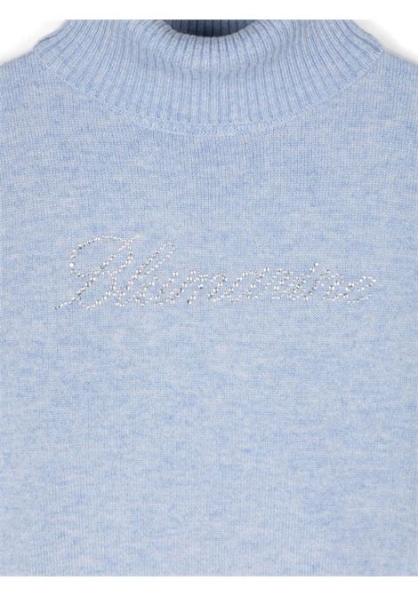 MISS BLUMARINE KIDS Maglione e Collo Alto Azzurro Con Logo Di Strass - MISS BLUMARINE KIDS Convenienza