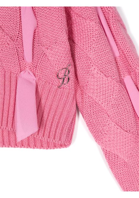MISS BLUMARINE KIDS Maglione a Collo Alto Rosa Con Nastri - MISS BLUMARINE KIDS Presa