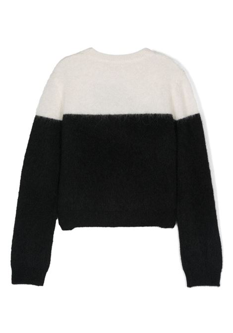 MISS BLUMARINE KIDS Maglione Nero e Bianco Con Dettaglio "B" Di Perle - MISS BLUMARINE KIDS Offerta