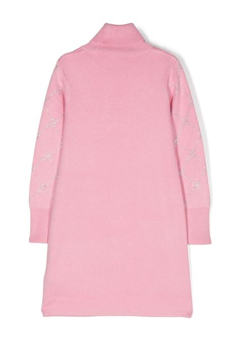 MISS BLUMARINE KIDS Vestitino Rosa Con Motivo Monogram Di Strass - MISS BLUMARINE KIDS In Vendita