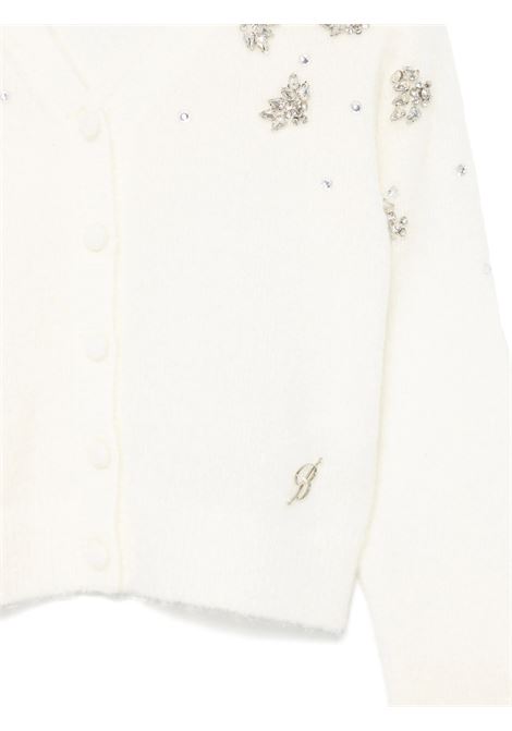 MISS BLUMARINE KIDS Cardigan Bianco Con Applicazione Gioiello - MISS BLUMARINE KIDS Offerte