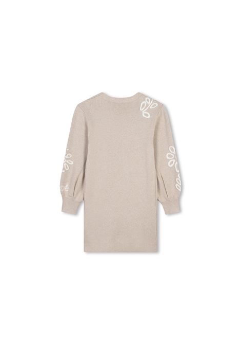 CHLOÉ KIDS Abito In Maglia Beige Marl Con Ricami - CHLOÉ KIDS Vendita Calda