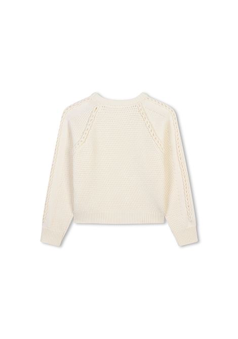 CHLOÉ KIDS Maglione Bianco Con Lavorazione a Trecce - CHLOÉ KIDS Saldi Di Fabbrica