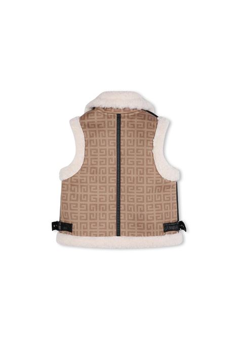 GIVENCHY KIDS Gilet Beige Con Stampa 4G e Profili in Finto Shearling - GIVENCHY KIDS Negozio