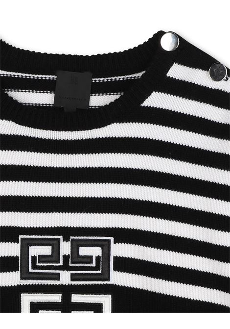GIVENCHY KIDS Pullover Nero Con Motivo 4G e Motivo a Righe - GIVENCHY KIDS Offerta per la Festa della Mamma
