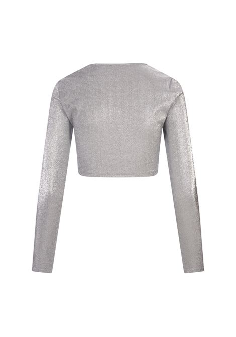 RABANNE Top Crop Argentato A Maniche Lunghe Con Logo - RABANNE Offerta temporanea