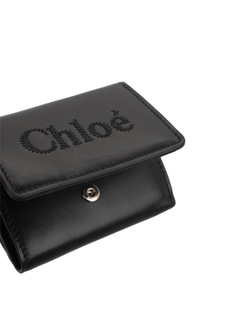 CHLOÉ Portafoglio Tri-Fold Chloé Sense Mini In Pelle Morbida Nera - CHLOÉ Offerte esclusive