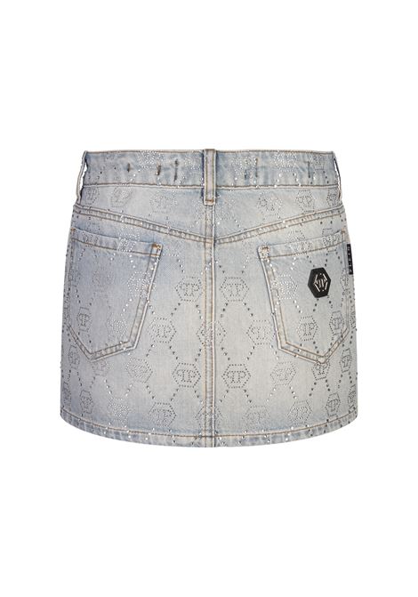 PHILIPP PLEIN Minigonna In Denim Con Motivo Monogramma Di Strass - PHILIPP PLEIN Offerte speciali