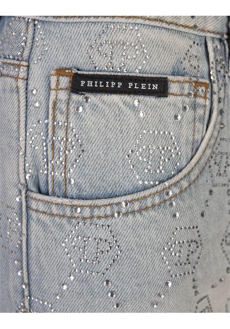 PHILIPP PLEIN Minigonna In Denim Con Motivo Monogramma Di Strass - PHILIPP PLEIN Offerte speciali