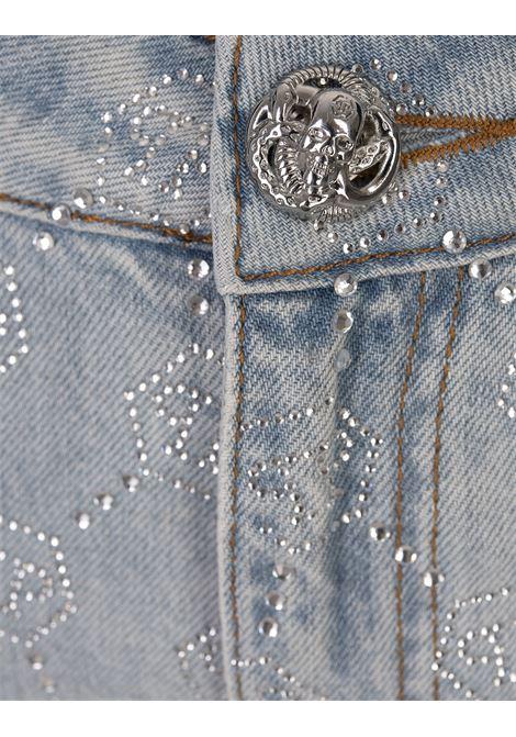 PHILIPP PLEIN Minigonna In Denim Con Motivo Monogramma Di Strass - PHILIPP PLEIN Offerte speciali