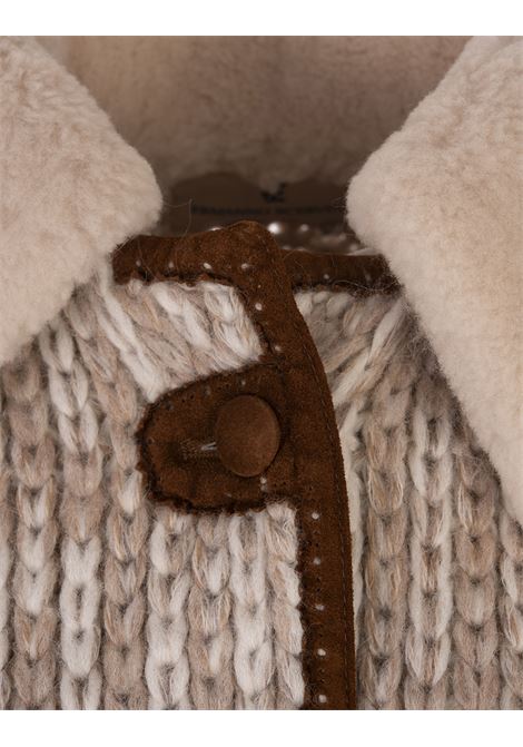 ERMANNO SCERVINO Bomber In Maglia Beige Con Colletto Shearling - ERMANNO SCERVINO Sconti VIP