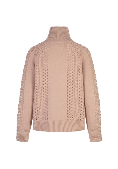 ERMANNO SCERVINO Maglia a Collo Alto Rosa Con Punto Scervino a Contrasto - ERMANNO SCERVINO Promozione temporanea
