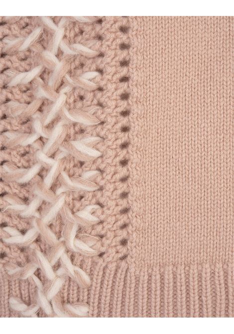 ERMANNO SCERVINO Maglia a Collo Alto Rosa Con Punto Scervino a Contrasto - ERMANNO SCERVINO Promozione temporanea