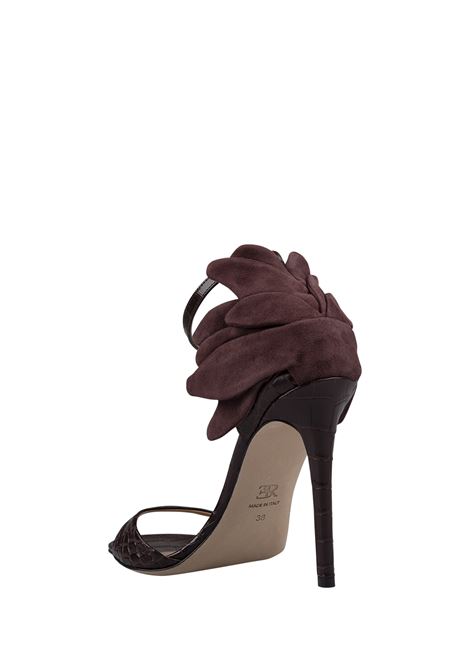 ERMANNO SCERVINO Sandali In Pelle Effetto Coccodrillo Marrone Con Dettaglio Fiore - ERMANNO SCERVINO Fino al 50% di sconto