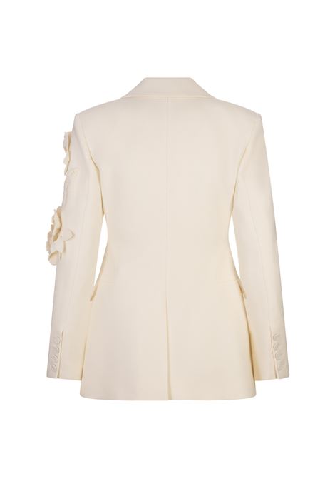 ERMANNO SCERVINO Blazer In Lana Vergine Bianca Con Applicazioni a Fiori - ERMANNO SCERVINO Fino al 65% di sconto