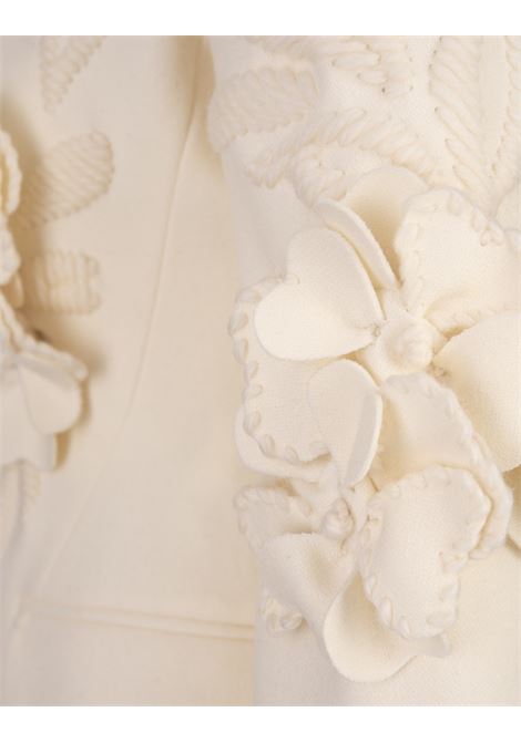 ERMANNO SCERVINO Blazer In Lana Vergine Bianca Con Applicazioni a Fiori - ERMANNO SCERVINO Fino al 65% di sconto