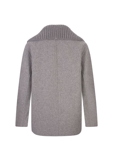 ERMANNO SCERVINO Cappotto In Panno Grigio Con Collo In Maglia - ERMANNO SCERVINO Discount Store per i nuovi prodotti