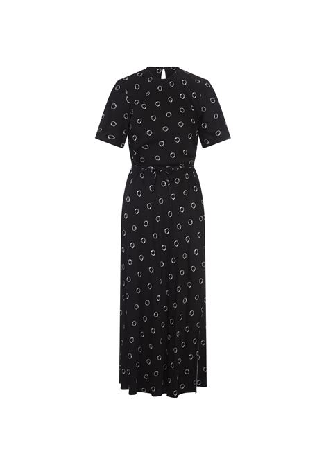 MSGM Abito Midi In Viscosa Nera Stampata - MSGM Solo un giorno rimasto