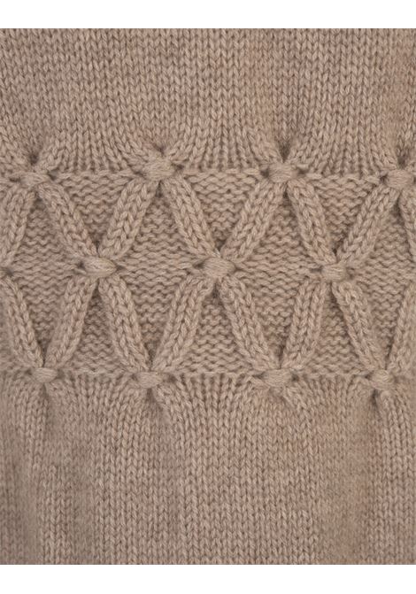 ERMANNO SCERVINO Cardigan In Cashmere Marrone Con Punto Smock - ERMANNO SCERVINO Esporta salva