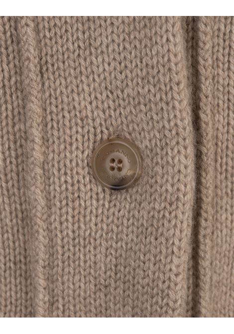 ERMANNO SCERVINO Cardigan In Cashmere Marrone Con Punto Smock - ERMANNO SCERVINO Esporta salva