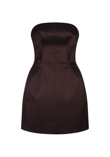 ERMANNO SCERVINO Abito Bustier Corto In Satin Marrone - ERMANNO SCERVINO Black Friday Prezzi