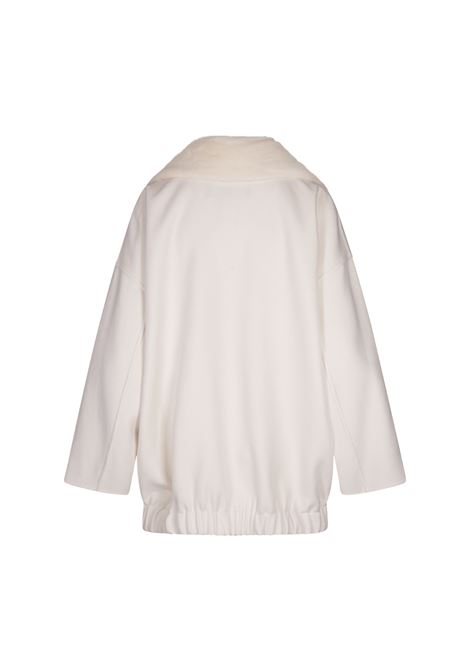 FABIANA FILIPPI Caban In Cashmere Bianco Con Pelliccia Visone - FABIANA FILIPPI In vendita