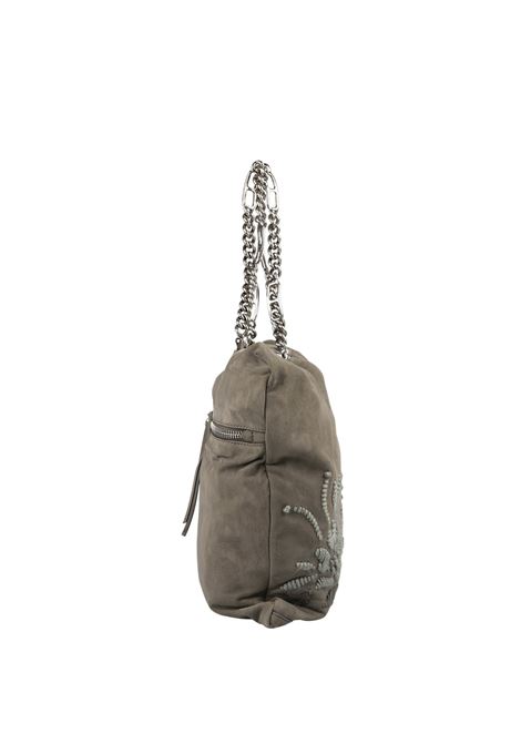 ERMANNO SCERVINO Pillow Bag In Pelle Effetto Velluto Verde Con Ricami - ERMANNO SCERVINO Sconti questo mese