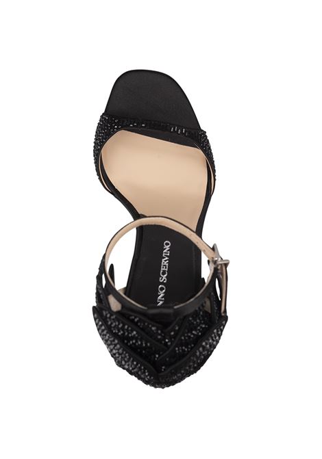 ERMANNO SCERVINO Sandali In Raso Nero Con Cristalli e Dettaglio Fiore - ERMANNO SCERVINO Italy