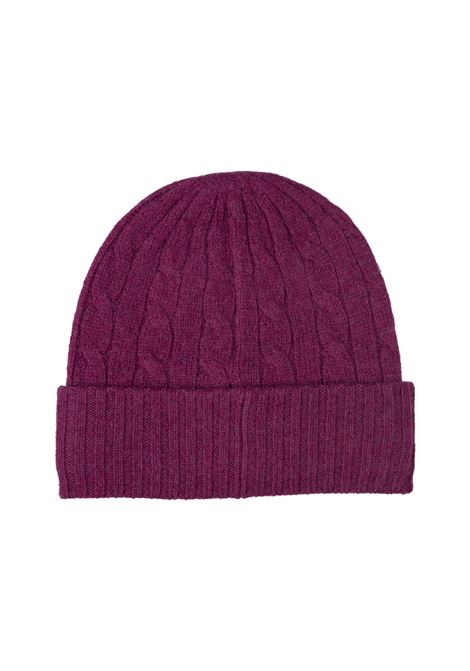 RALPH LAUREN Beanie In Lana e Cashmere a Trecce Prugna Hthr - RALPH LAUREN Promozione