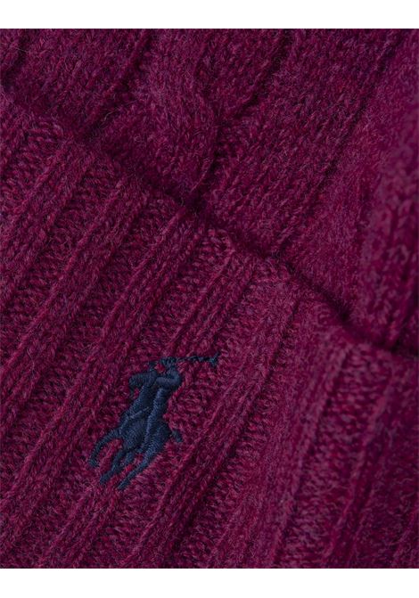 RALPH LAUREN Beanie In Lana e Cashmere a Trecce Prugna Hthr - RALPH LAUREN Promozione