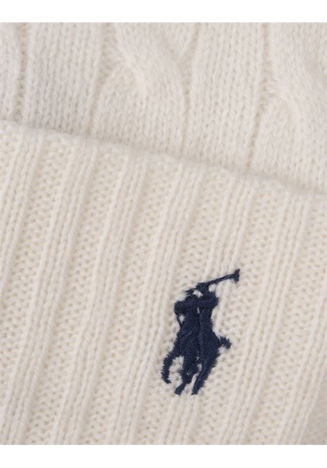 RALPH LAUREN Beanie In Lana e Cashmere a Trecce Bianco - RALPH LAUREN Negozi Online