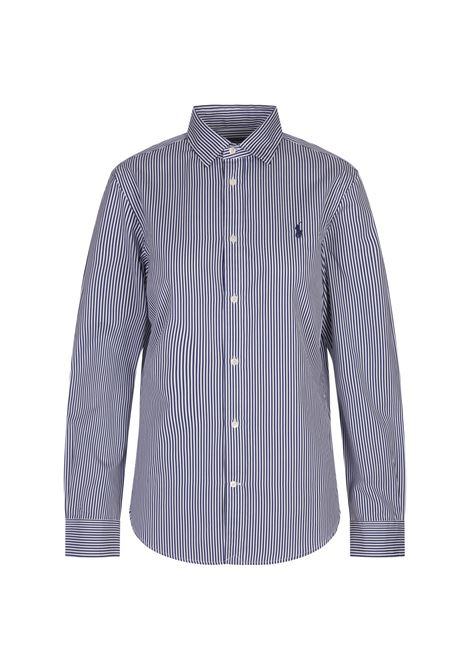 RALPH LAUREN Camicia Slim Fit In Cotone a Righe Bianco e Blu - RALPH LAUREN Fino Al -60%