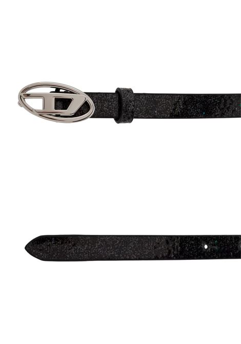 DIESEL Cintura B-1DR 15 In Pelle Lucida Glitterata Nera - DIESEL Sottocosto