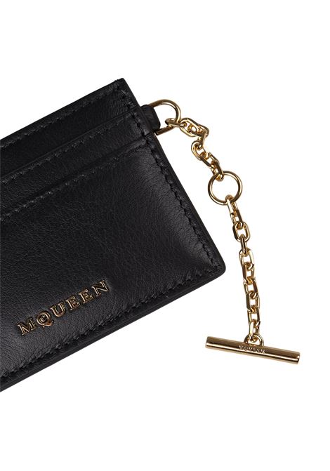 ALEXANDER MCQUEEN Portacarte Sling In Nero e Oro - ALEXANDER MCQUEEN Offerta