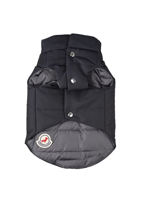 MONCLER Gilet Imbottito Per Cani In Blu e Grigio Con Motivo Logo - MONCLER Online